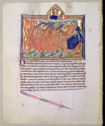 Golden Bowls Filled with the Wrath of God Pouring onto the Earth, from the Gulbenkian Apocalypse, c.1265-70